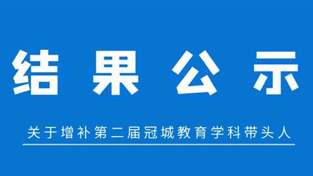 关于增补第二届冠城教育学科带头人评选结果公示